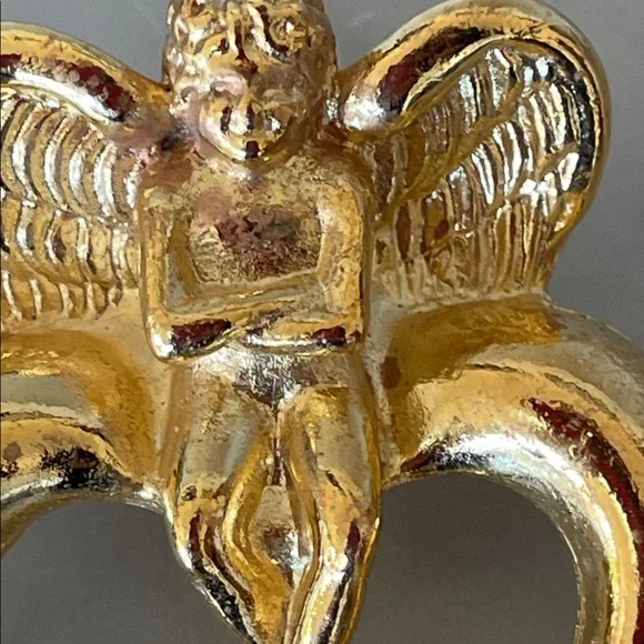 GIVENCHY Gold Ange/lCherub Heart Vintage Brooch Pin - Picture 10 of 16